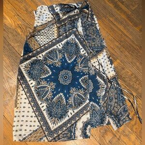 Cider Blue and Cream Patterned Skirt